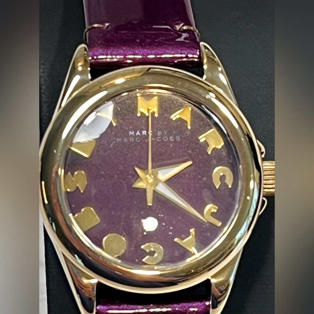 New, In Box, Mark Jacob’s Women’s Purple And Gold Analog Wristwatch
